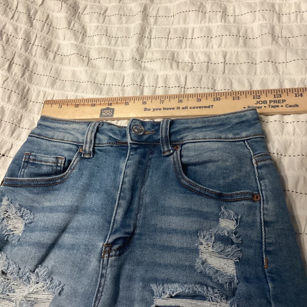 Wax Jean Collection Womens High Rise Distressed Denim Shorts Blue Size Small - Picture 3 of 6